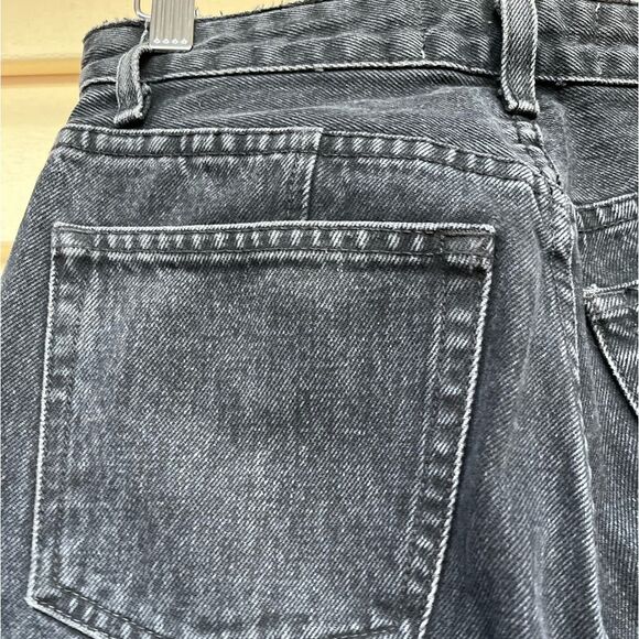 Reformation, distressed, black denim ankle pants, zipper closure, pockets, 25 - Picture 6 of 7